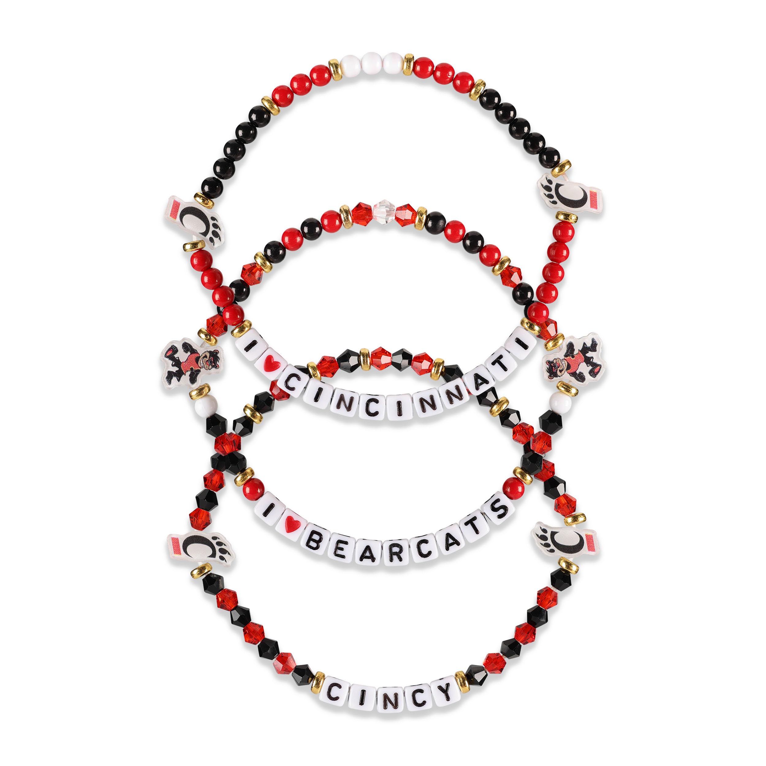 FOCO NCAA unisex-adult NCAA College Team Logo Officially Licensed 3-Pack Beaded Friendship Bracelets