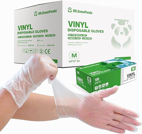 Dr.GreenPanda Guantes de vinilo transparente seguros para alimentos, para servicio de alimentos, manipulación, cocina, limpieza, multiusos, sin