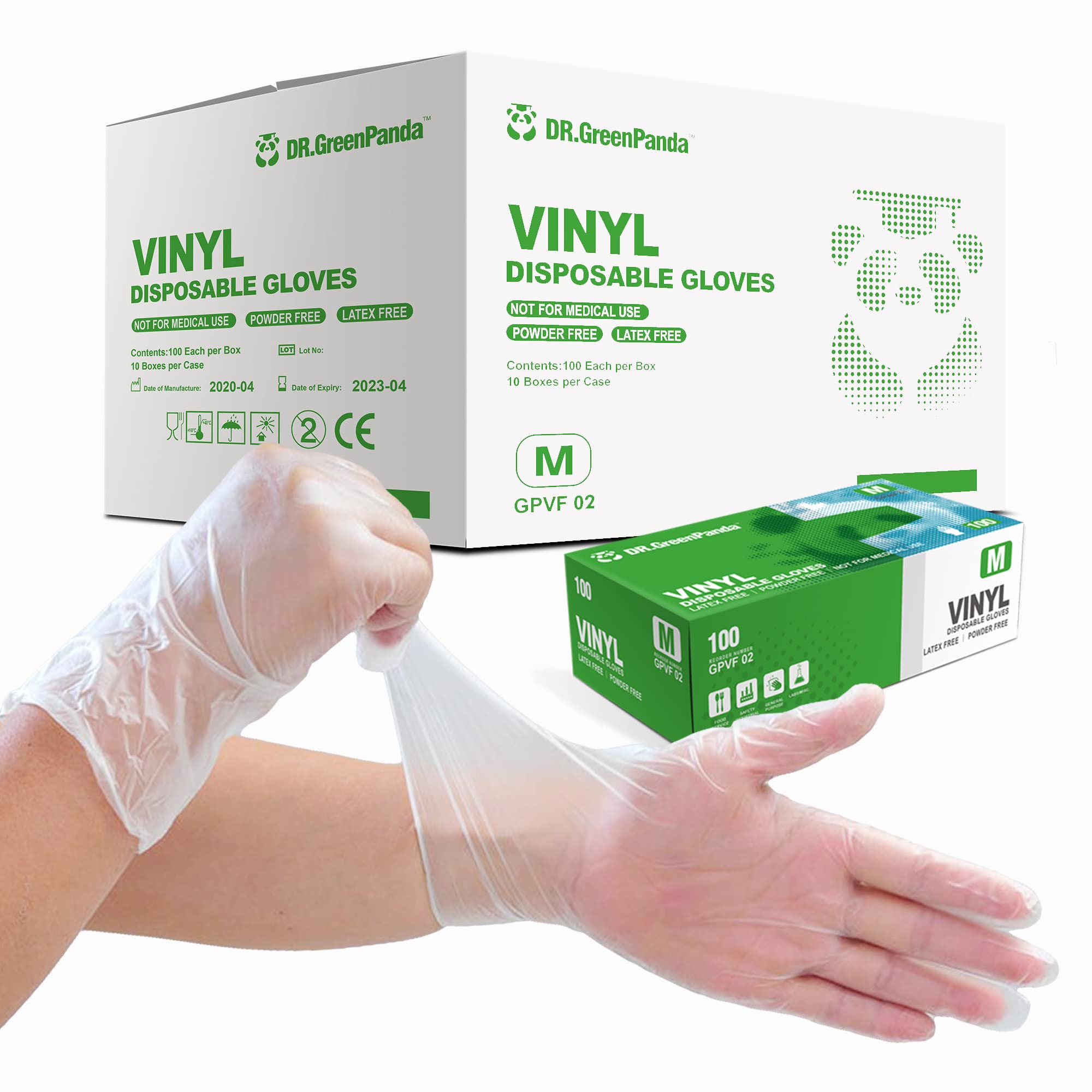 Clear Vinyl Disposable Gloves Food Safe Latex Free Powder Free for Cooking Cleaning Food Service GPVF or MPVF