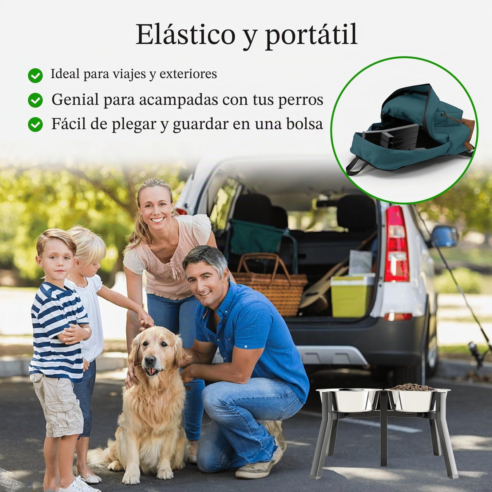 ADENGL Soporte para cuencos para perros medianos y grandes, cuencos elevados para perros, ancho ajustable para cuencos de perros de 18 a 27 cm de ancho, cuenco elevado para comida y agua para perros