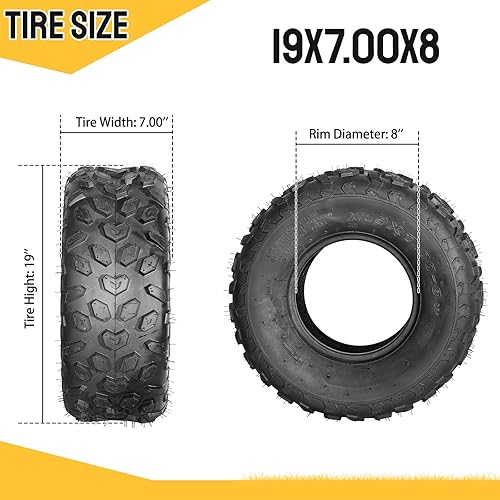 Miniatura 6 de Juego de 2 neumáticos deportivos todo terreno 19X7-8 ATV UTV 19x7x8 197-8 neumáticos sin cámara 4PR