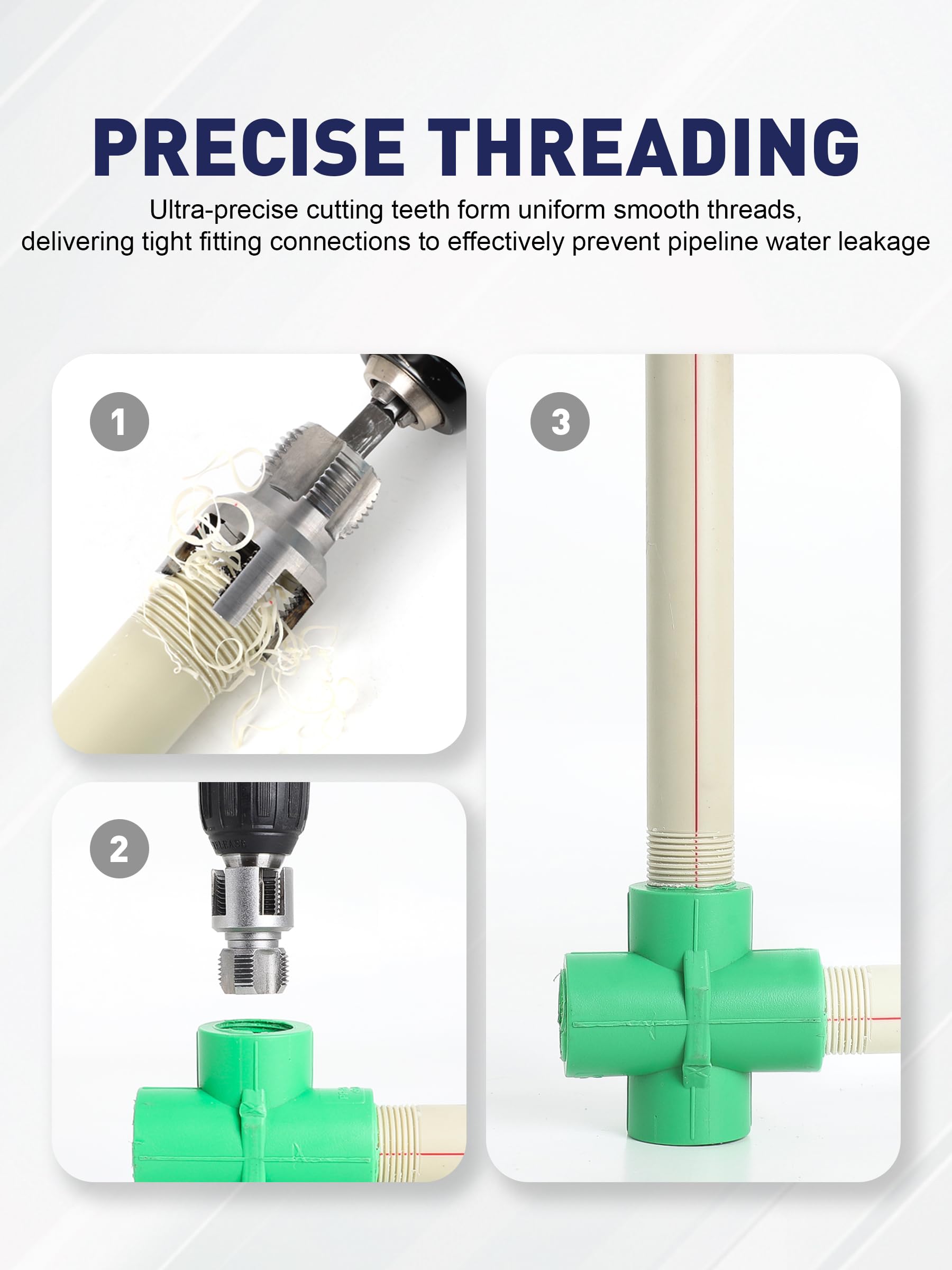 PVC Pipe Threader Kit - 3-in-1 for Plumbing -3