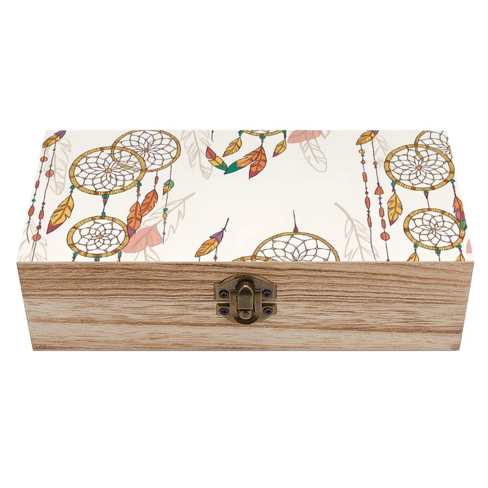 HLBSDM Boho Dream Catcher Retro Wooden Storage Box Jewelry Art Gift Boxs Decorative Keepsake Boxes