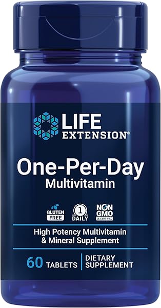 Life Extension One-Per-Day Multivitamin – Packed with Over 25 Vitamins, Minerals & Plant Extracts, Quercetin, 5-MTHF Folate & More – 1-Daily, Non-GMO, Gluten-Free – 60 Tablets