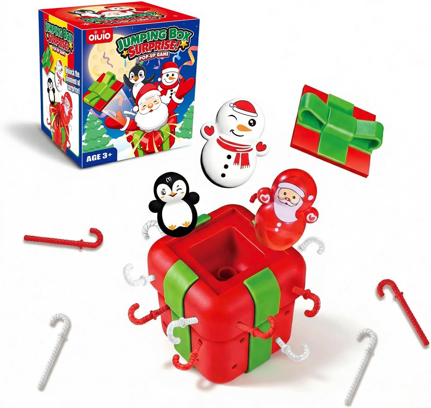 Pop‑Up Gift Box Board Game for Kids – Holiday Surprise Toy with Christmas Santa, Penguin & Snowman – Fun Family Tabletop Game & Festive Gift for Kids 3+