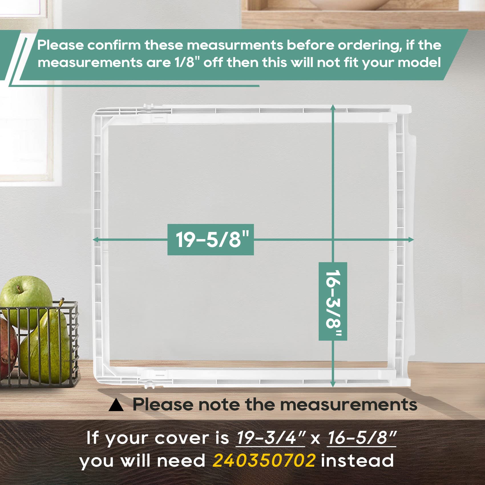 240599301 Drawer Cover, AP3763926 Upper Crisper Pan Cover Compatible with Frigidaire, Kenmore, Crosley, etc Refrigerator (Some models), Part number : 1037664, AH899475, EA899475,PS899475