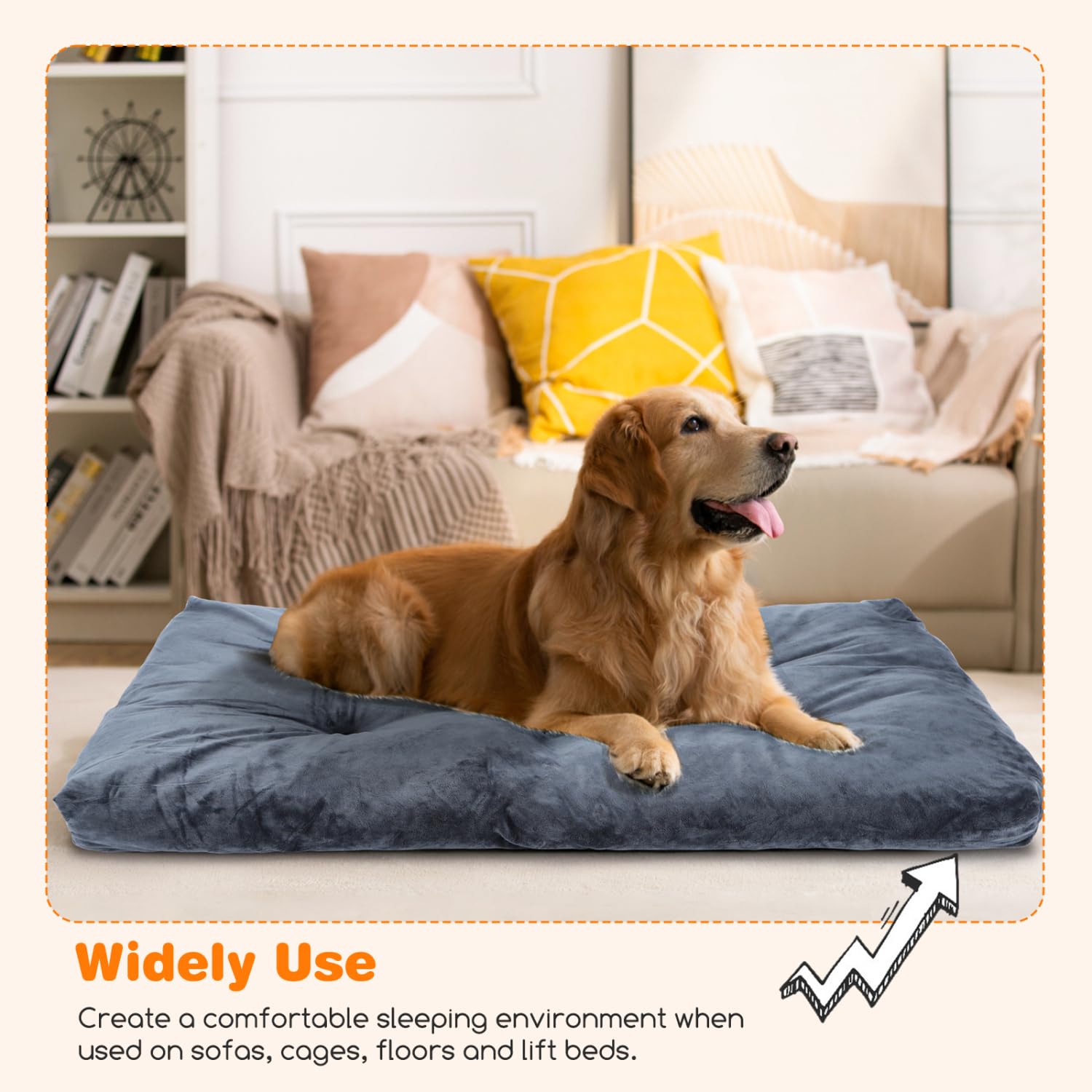 Nobleza Cama Perro Grande, Cama Perro Lavable, Suave y Esponjoso, Antideslizante, Gris Oscuro, 110x73cm