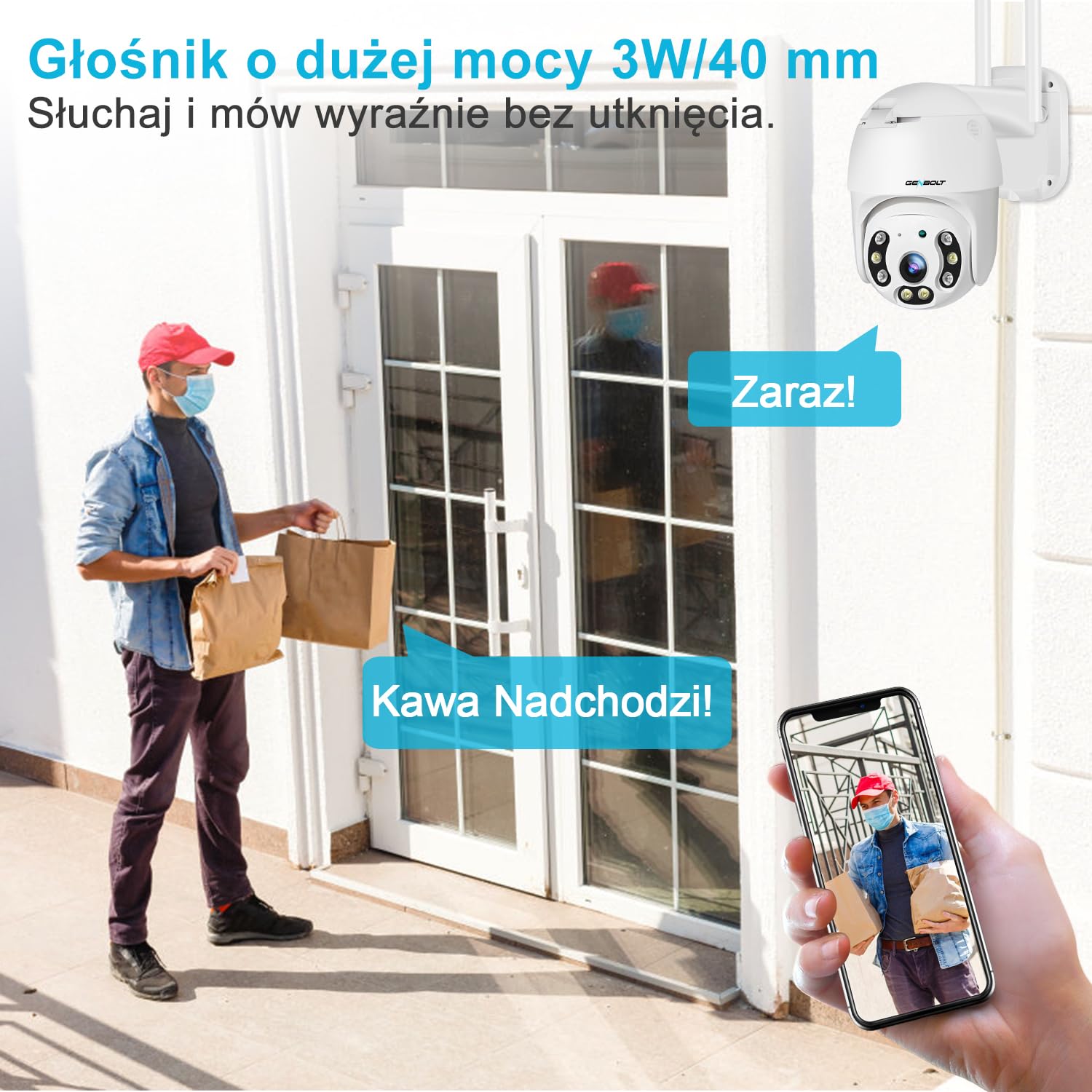 [DC&PoE] GENBOLT 4MP Zewnętrzna Kamera Bezpieczeństwa WIFI, 2.5K Kamera Monitoringowa Zewnętrzna IP CCTV, Wykrywanie Humanoidów, Automatyczne śledzenie, Bezprzewodowa,Wodoodporność(2.4&5GHz)