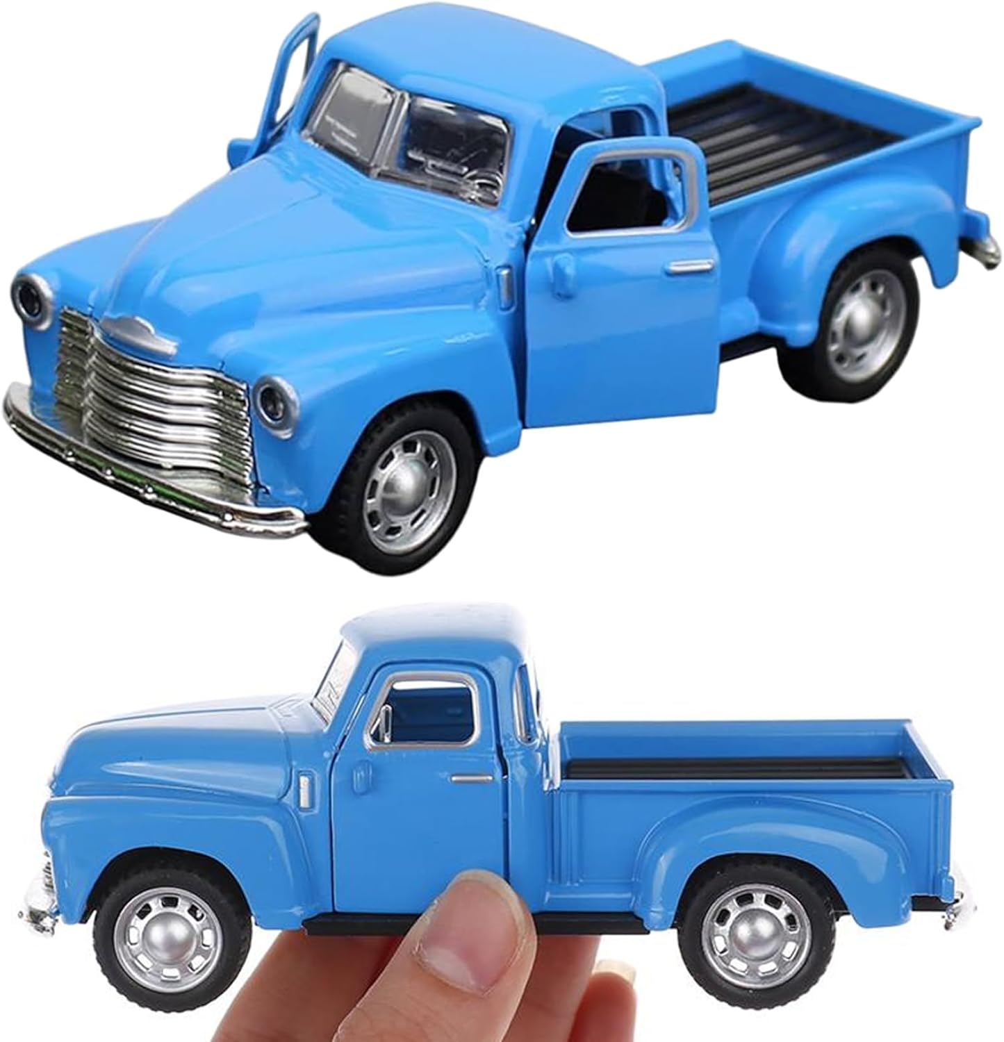 Little Blue Truck Toy Pull Back Vintage Toy Pickup Truck with Opening Door Alloy Small Model Cars for Home Desk Cabinet Bookshelf