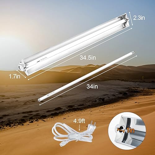 Miniatura 8 de Oiibo T5 HO - Kit combinado de iluminación UVB para reptiles del desierto y los anfibios tropicales, reptiles, lámpara de terrario, incluye bombilla