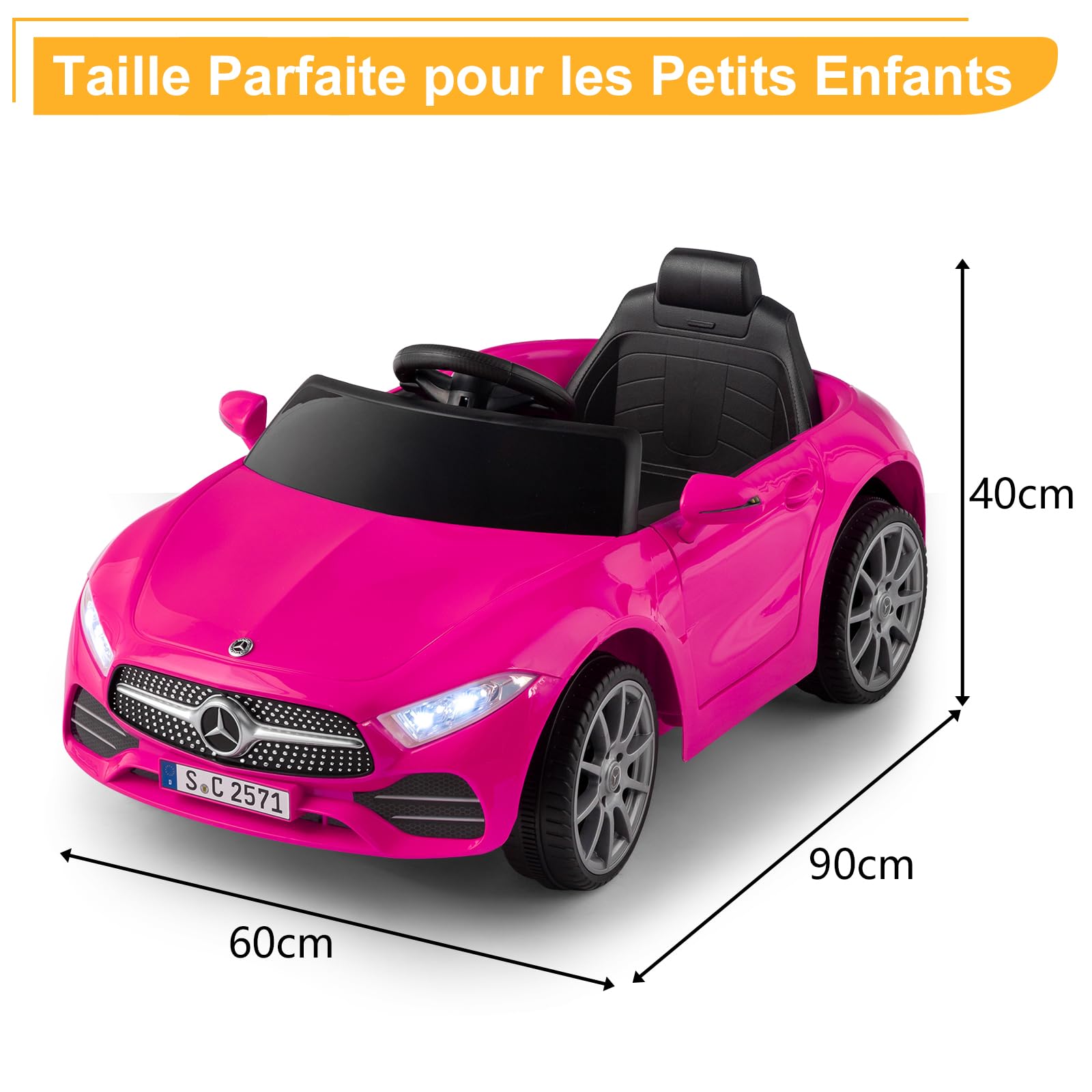 LALAHO Voitures électriques pour Enfants avec Véhicule Électrique 12V Télécommande 2.4G, Véhicule électrique Enfant 2 Portes avec MP3 (CLS Rose)