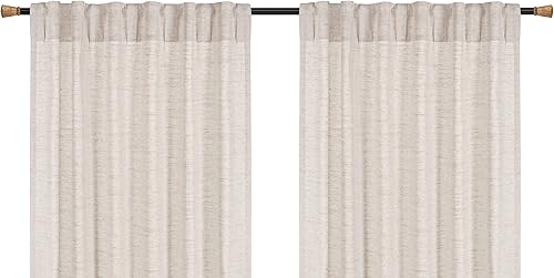 Miniatura 6 de HOMIDATE Paneles de cortina de lino de poliéster y lino con textura natural, 50 x 108 pulgadas, juego de 2 - Cortinas para sala de estar y Tono