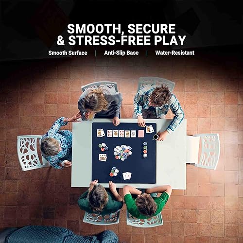 Miniatura 38 de Tapete de juego de mesa de 42 x 66 pulgadas, tapete Mahjong para mesa con bolsa de transporte, tapete de juego de neopreno antideslizante, cubierta