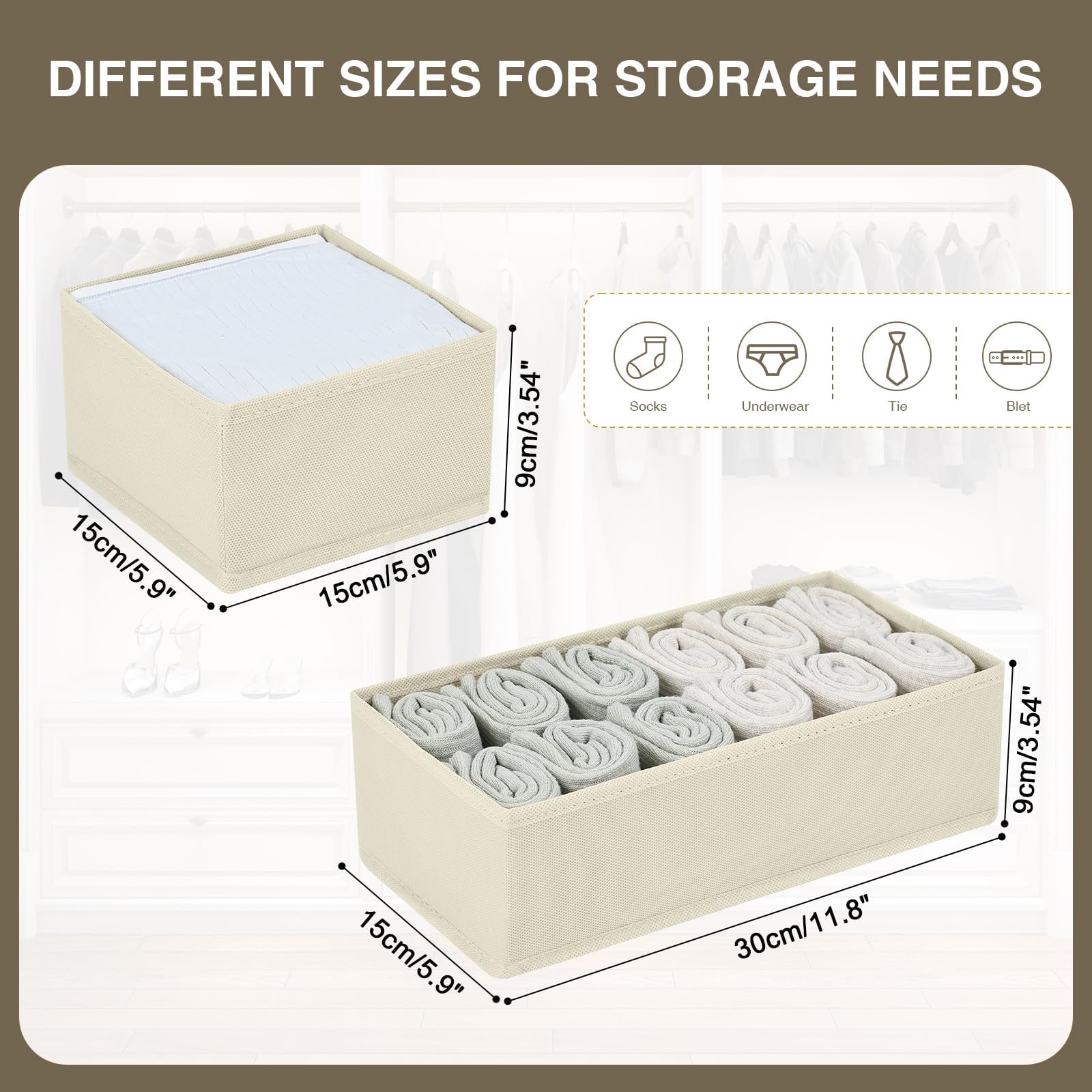 Homsorout Drawer Organisers for Clothing, 8 Pack Dresser Drawer Organizers - Image 4