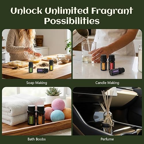 Miniatura 6 de SACATR Juego de aceites esenciales - Perfecto para masaje, difusor, humidificador, fabricación de velas y jabón de bricolaje (36x5 ML)