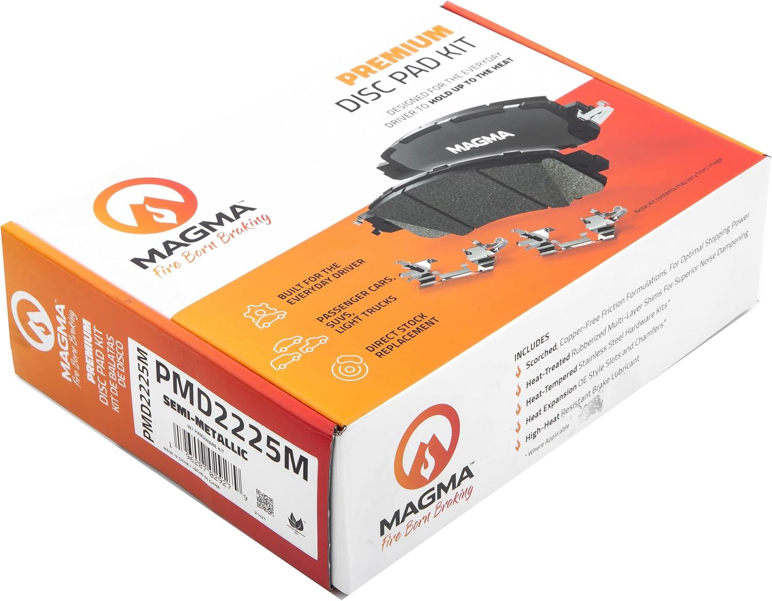 MAGMA Premium PMD2225M Semi-Metallic Brake Pads, Rear