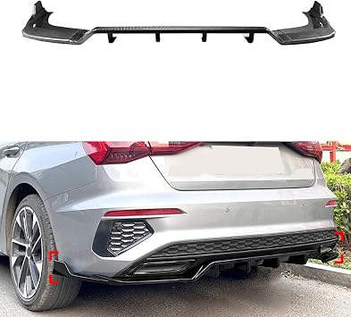 Rear Bumper Diffuser Spoilers for Cars,for 2020-2025 Audi A3 8Y Sline Sedan | Lower Bumper Body Kit | Durable ABS Material | Enhances Style & Protection,Carbon Fiber Pattern