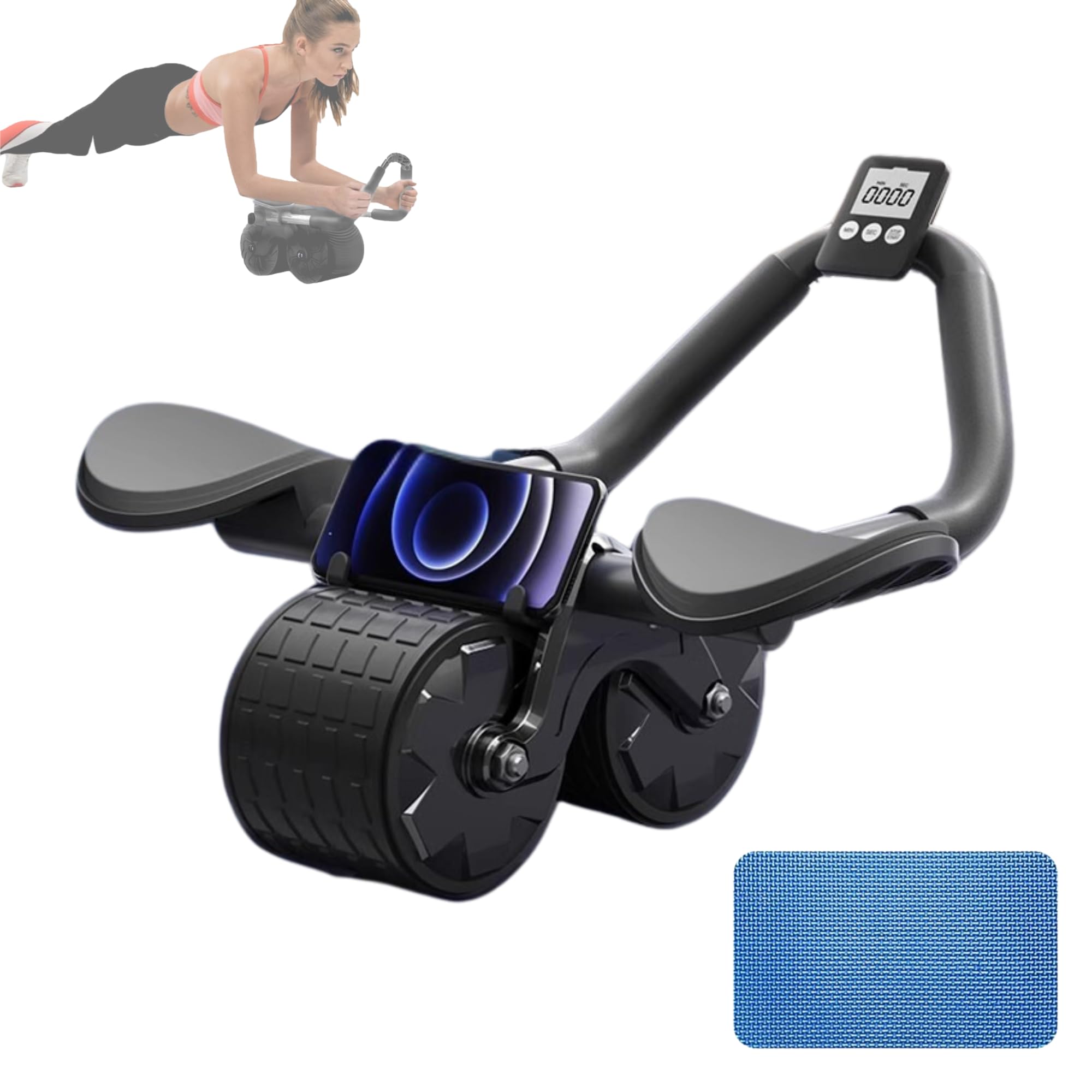 𝗔𝗯𝗱𝗼𝗺𝗶𝗻𝗮𝗹 𝗥𝗼𝗹𝗹𝗲𝗿 with Automatic Rebound. Wheel for ABS. Home Training Kit with Knee Pad and Stopwatch Included. Sports for Beginners at Home. — image 1