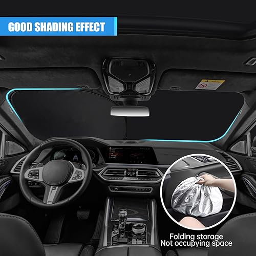 Miniatura 6 de YIZHUOMY Parasol para parabrisas de automóvil compatible con BMW X3 X5 serie 5, visera plegable para parabrisas delantero, reflector de rayos UV,