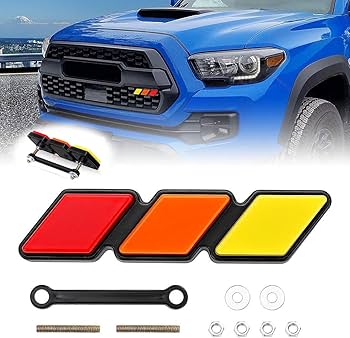 送料無料 FJクルーザー　　フロント グリル　3色 Amazon | iJDMTOY レトロ 3色 ストライプ グリル バッジ