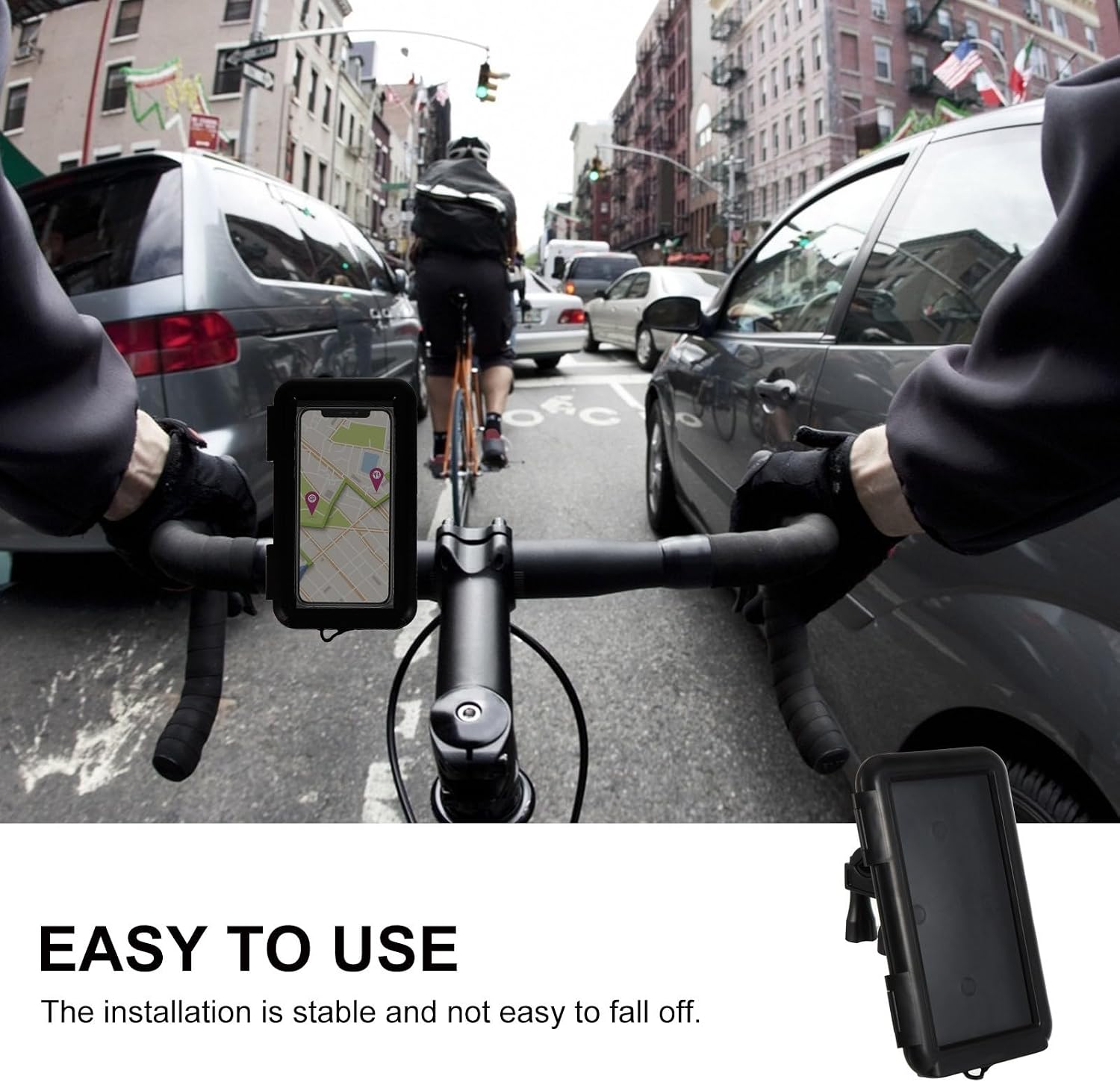 Waterproof Bike Phone Bracket Mount for Motorcycle and Bicycle, Plastic Handlebar Phone Holder Compatible with Cycling and Outdoor Riding
