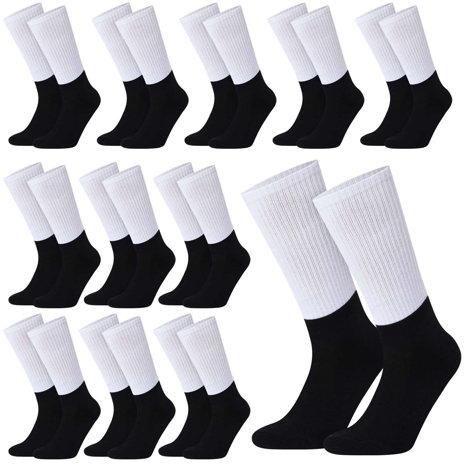 Cozypower12 Pairs Sublimation Socks Blank Sublimation Printable Socks Heat Transfer Cotton Socks Unisex Athletic Crew Socks for Present DIY Personalized Socks Women Men