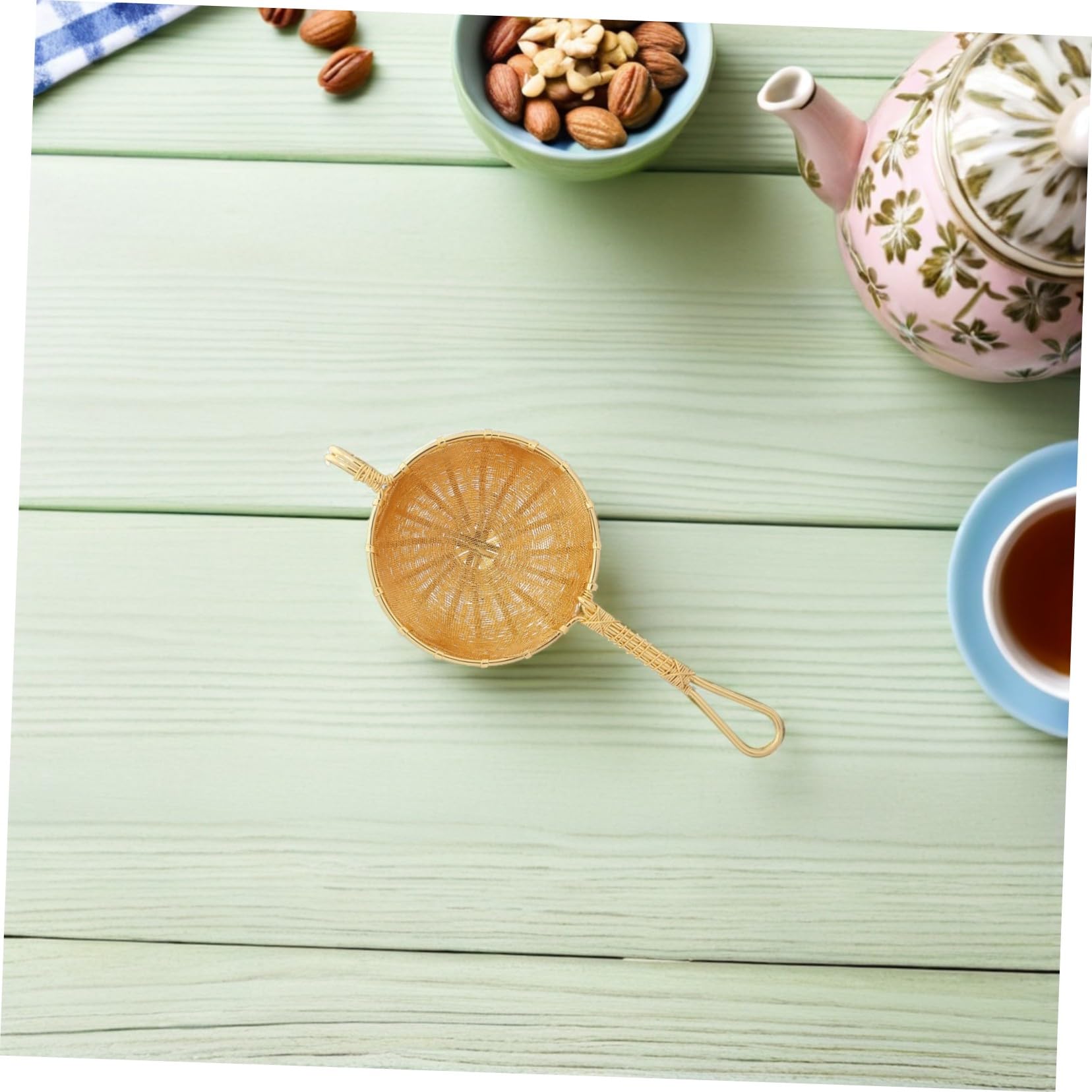 Filtre à Thé Lavable Passoire Fine à Thé Vrac avec Poignée Infuseur Réutilisable pour Sucre Épices Élégant