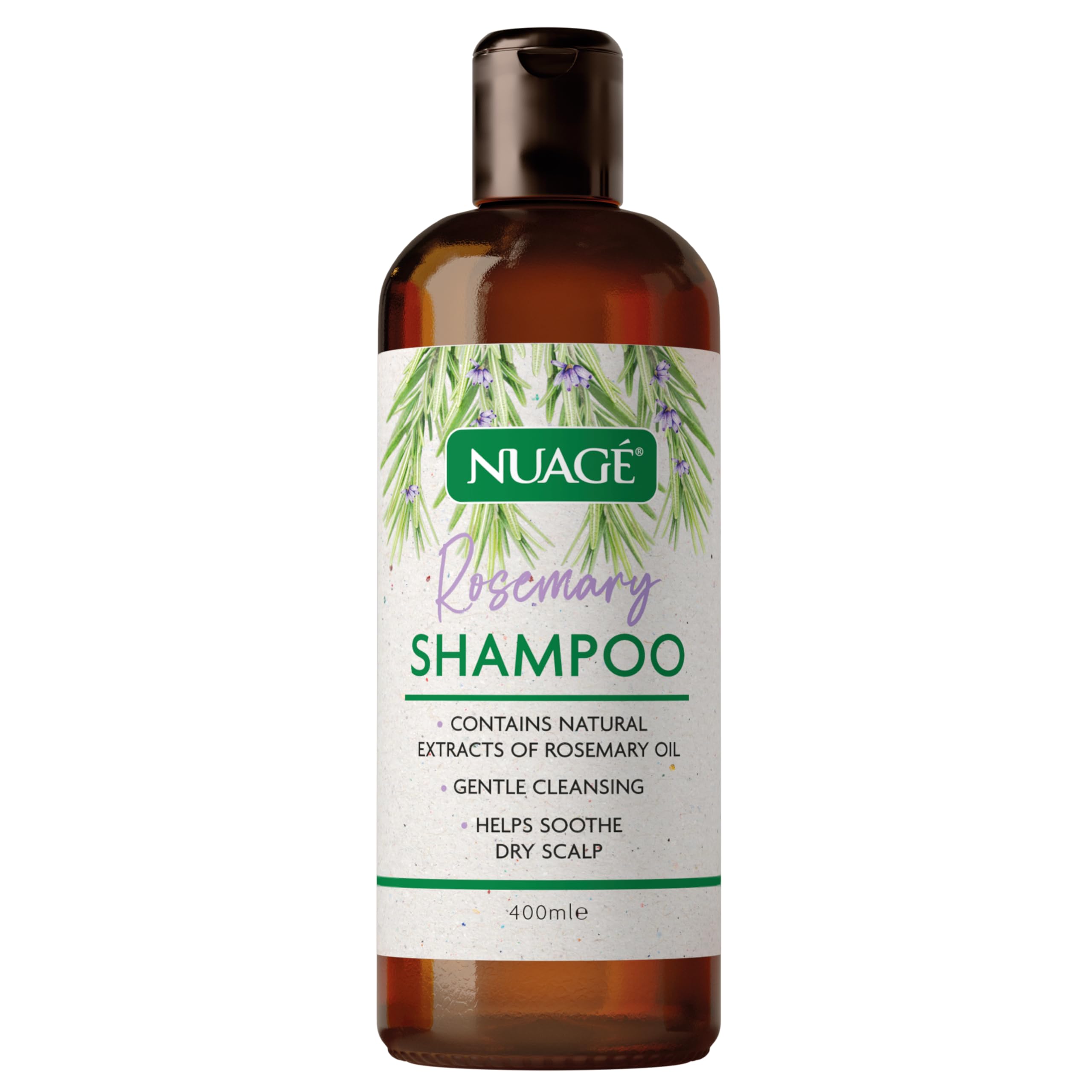 Nuage Rosemary Shampoo - Contains Rosemary Extract and Proteins | Help Soothe Dry Scalps with Gentle Cleansing - Suitable For All Hair Types (400ml Bottle)