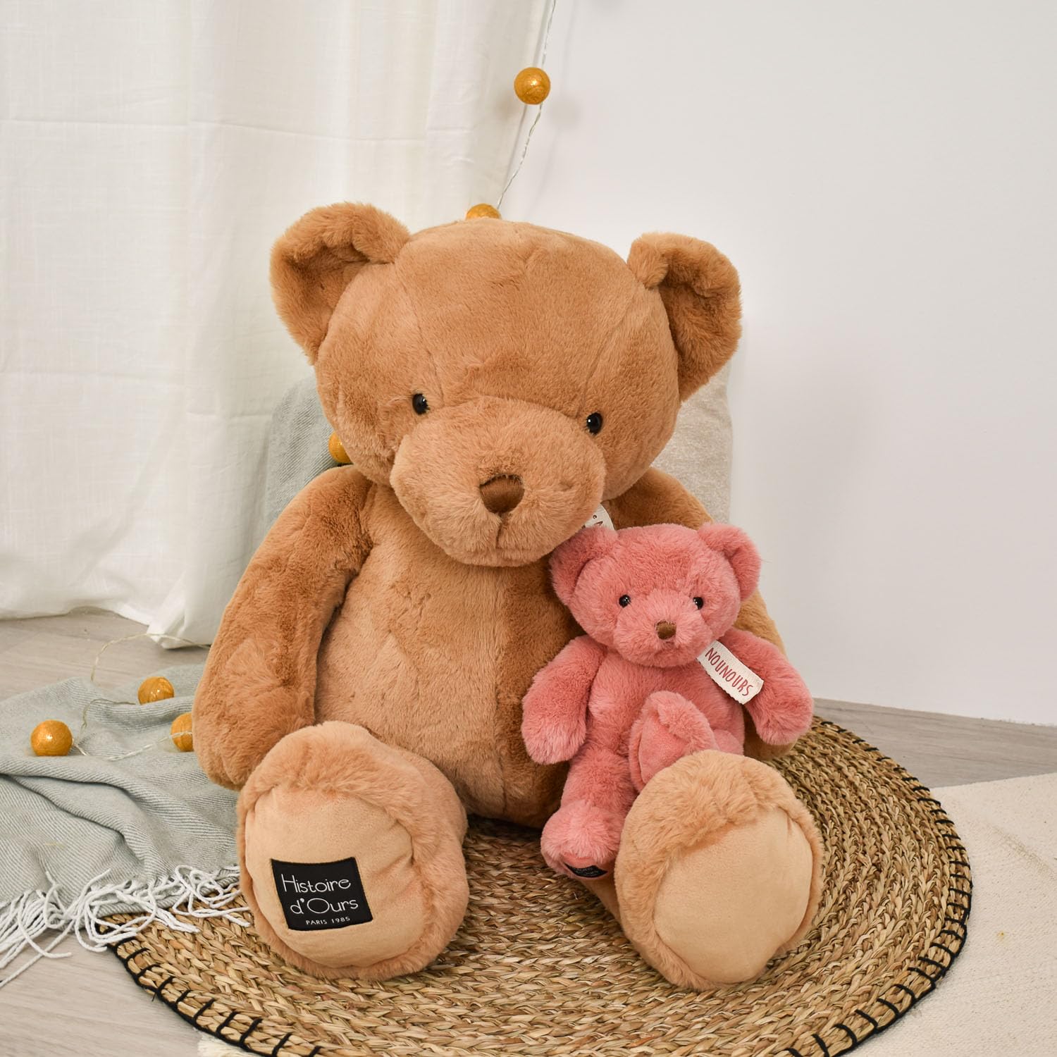 Histoire d'Ours - Le Teddybär, Haselnuss, 75 cm, Braun – 75 cm – Geschenk zur Geburt – HO3228