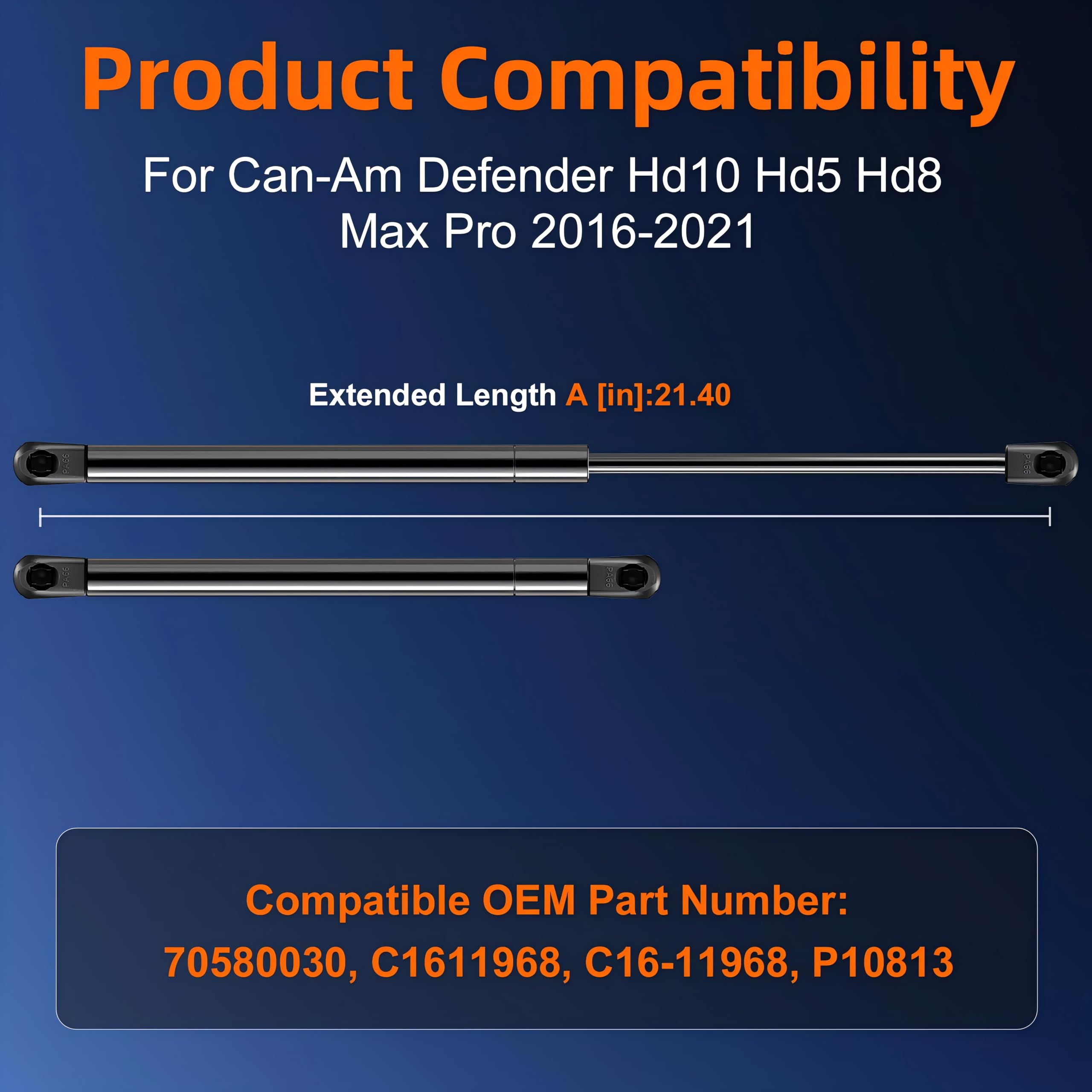 21.4" Cab Windshield Lift Support Gas Strut - Replace 705800030, For Can-am Defender 2016-2021