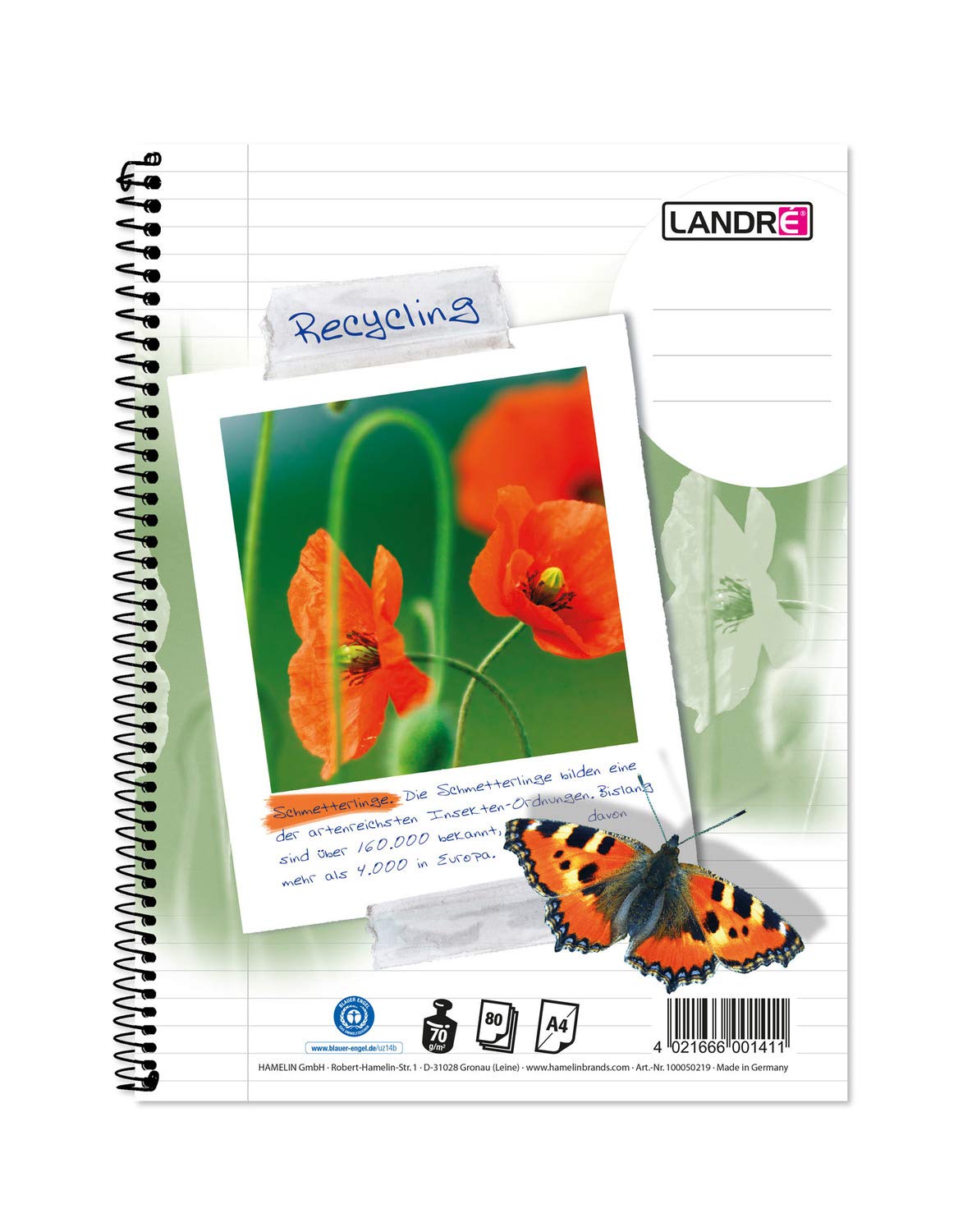 LANDRÉ 100050219 Recycled College Note Pad