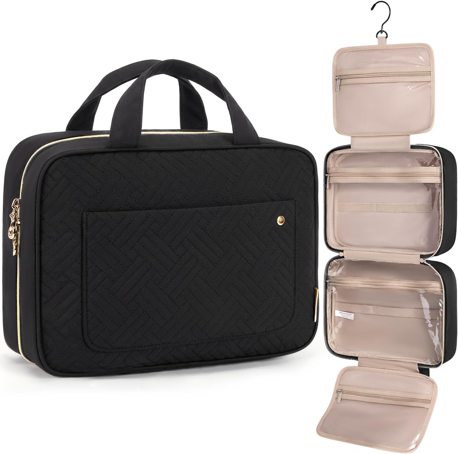 Hanging Travel Toiletry Bag 360° Hook for Full Size Bottle, Medium