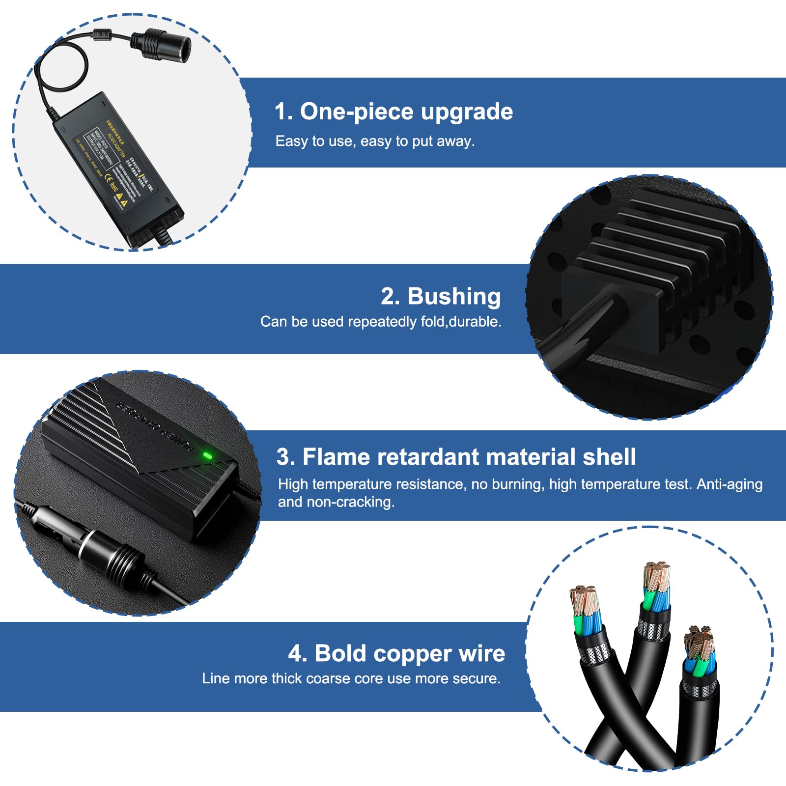 15A 180W AC à DC Adaptateur Converter 230V vers 12V, Transformateur Adaptateur d’Alimentation, Prise Allume-Cigare Secteur pour Voiture, Réfrigérateur, Aspirateur, Gonfleur de Pneu, Glacière Auto