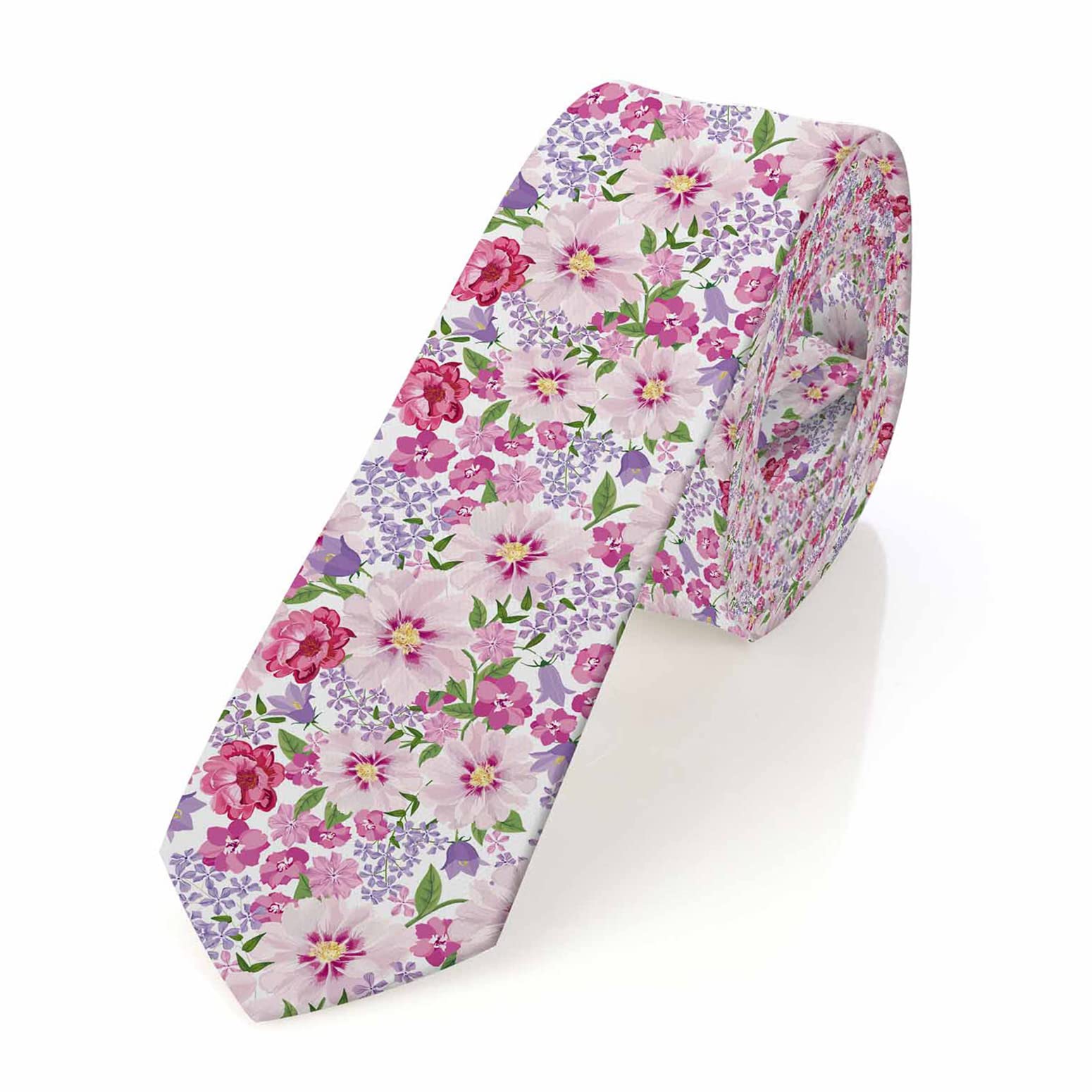 White Floral Mens Tie Botanical Romantic Printed Floral Men's Necktie Ties for Mens Daily Wedding Party Business