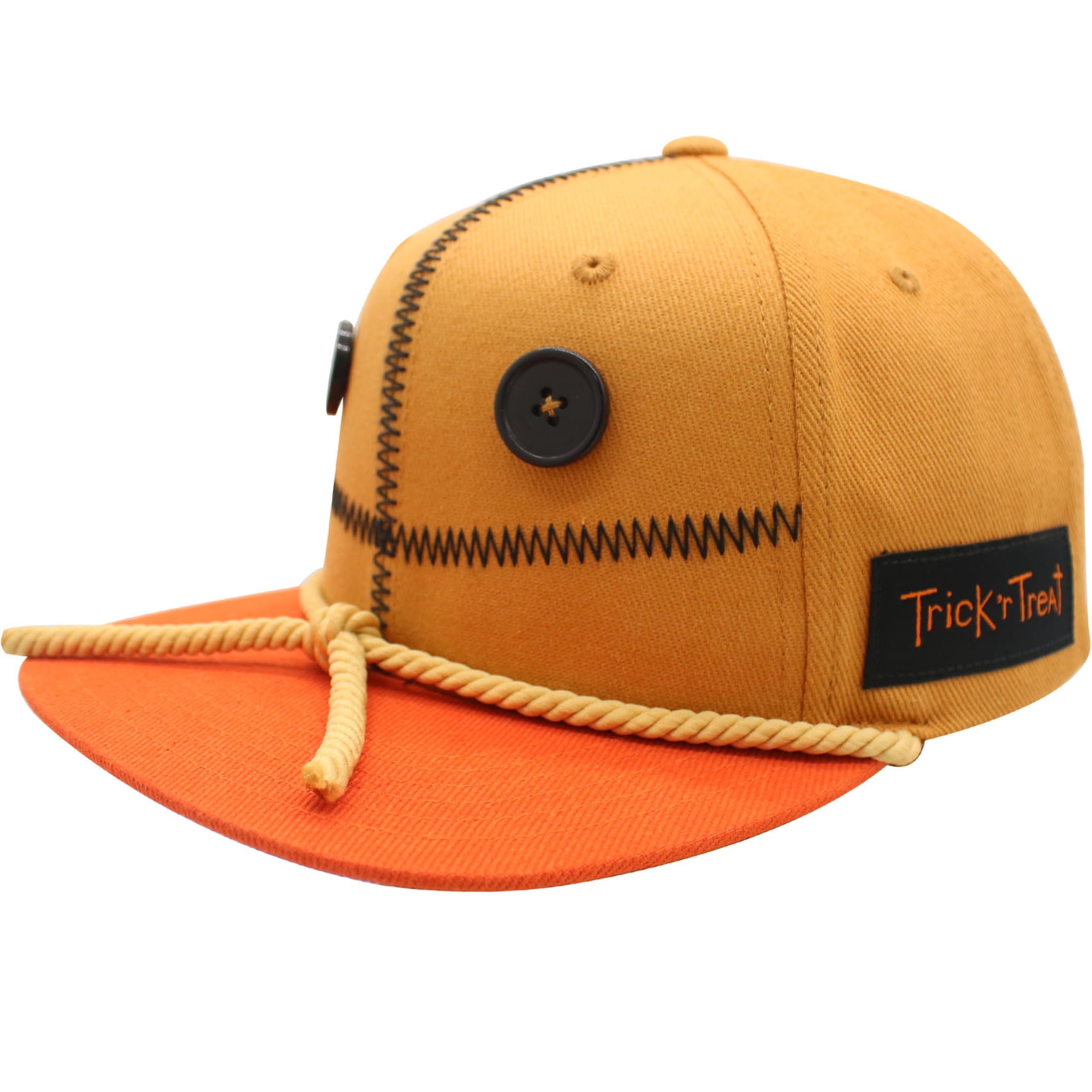 Trick R Treat Sam Face Adjustable Snapback Hat with Flat Brim Brown