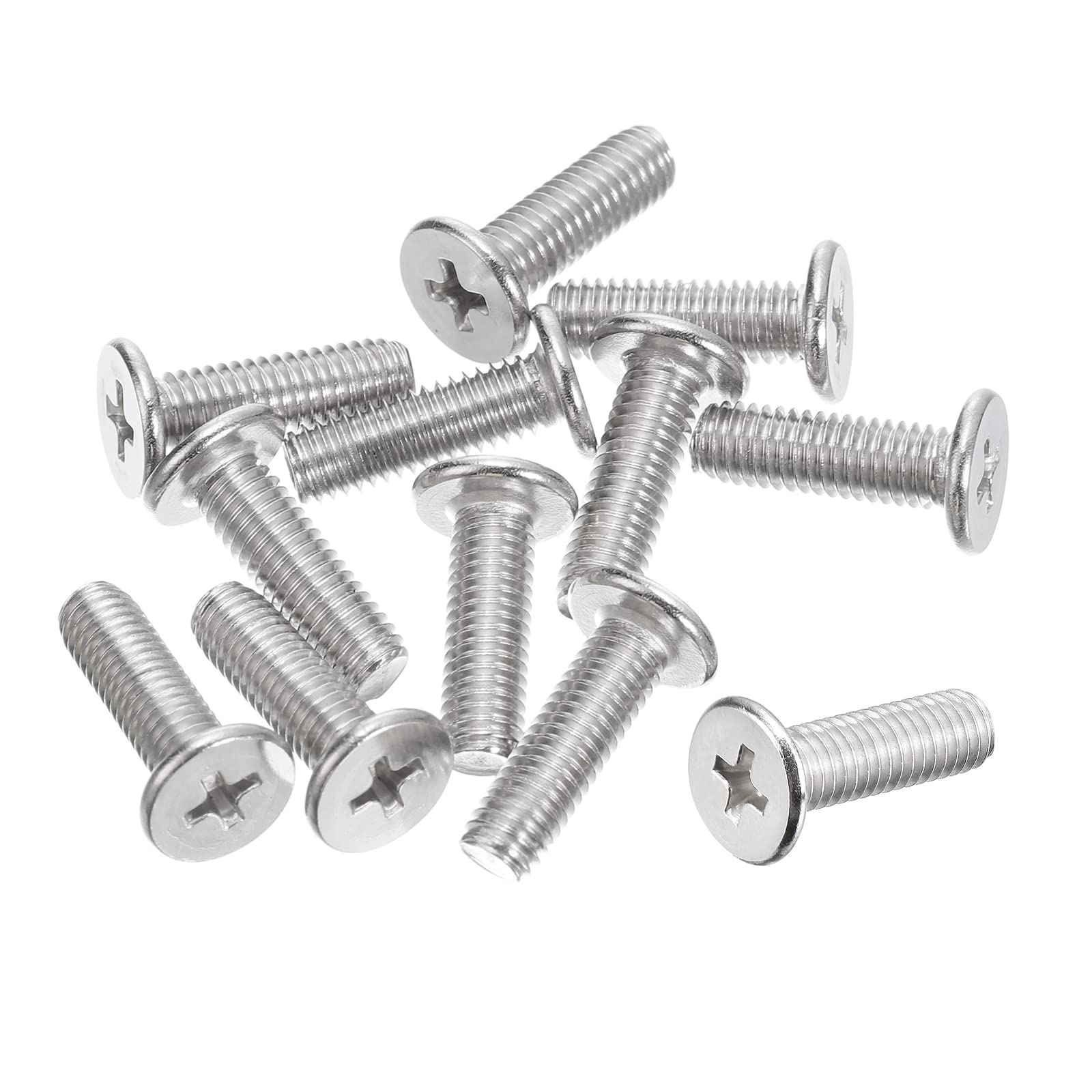 uxcell M5-0.8 x 16mm 20Pcs Flat Round Head Screws 304 Stainless Steel Phillips Drive Machine Screws Hardware Fastener for Furniture Connection-image-8