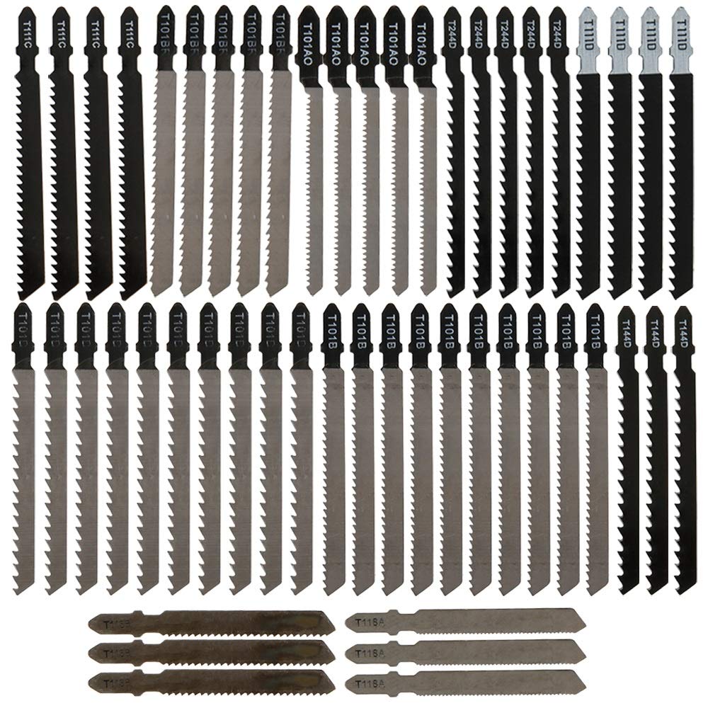 52Pcs Jigsaw Blade Set TShank Jigsaw Blades Reciprocating Sabre Saw Blades for Wood