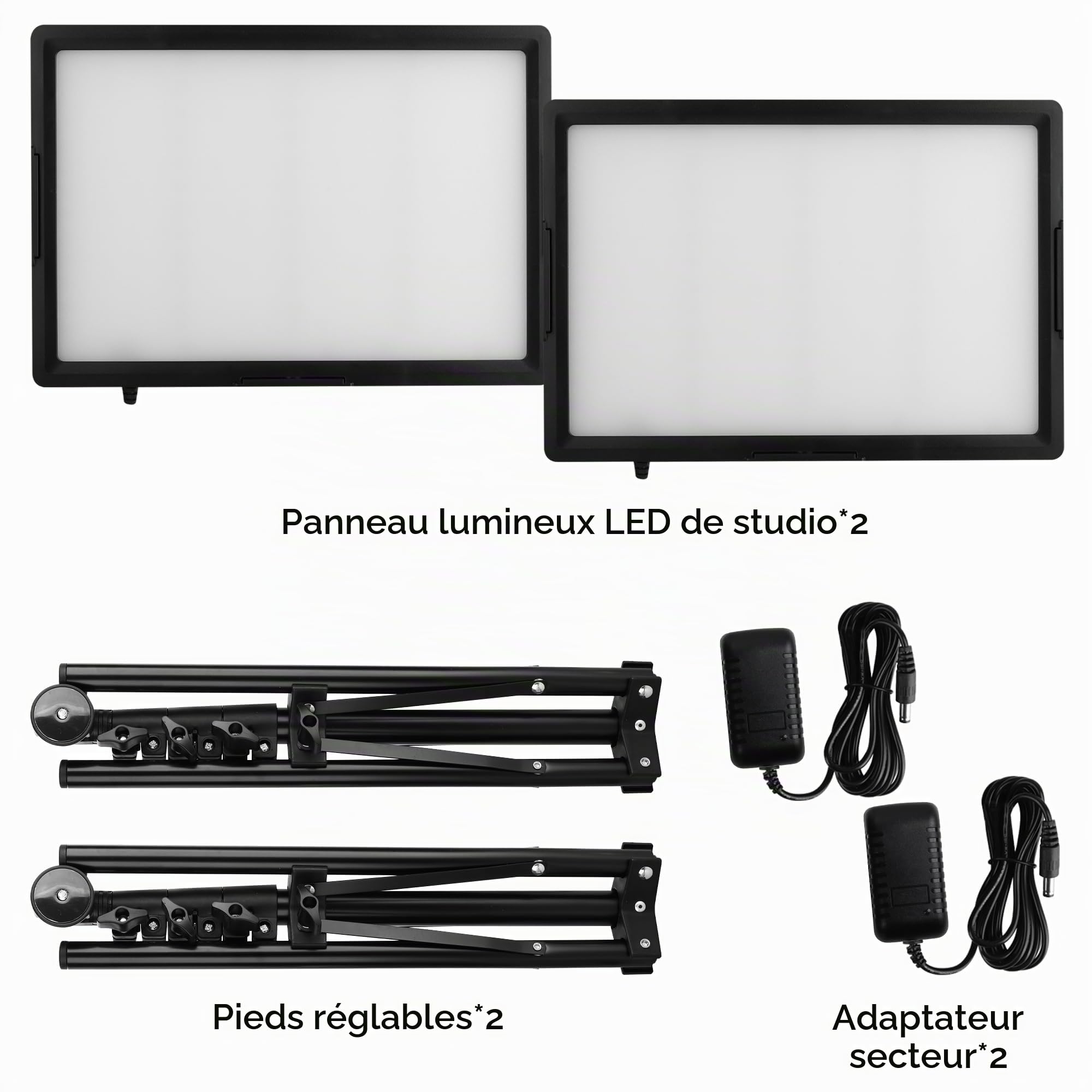 20W Lumière Photo et Vidéo LED 2-Pack, Ci-Fotto Dimmable Bi-Couleur Lampe Photographie, Kit d'éclairage Photographique 175cm 2800-6500K CRI 97+ 2000LM pour Studio,Youtube TikTok l'enregistrement Vidéo