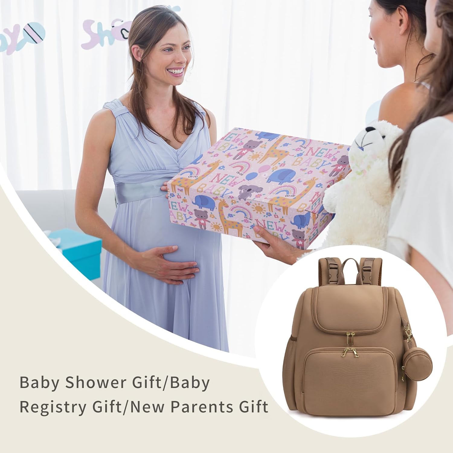 CEI-CEI Neoprene Diaper Bag Backpack Stylish Baby Maternity Bags Travel Tote for Mom with Insulated Pockets, Changing Pad, Stowable Shoulder Strap - Image 7