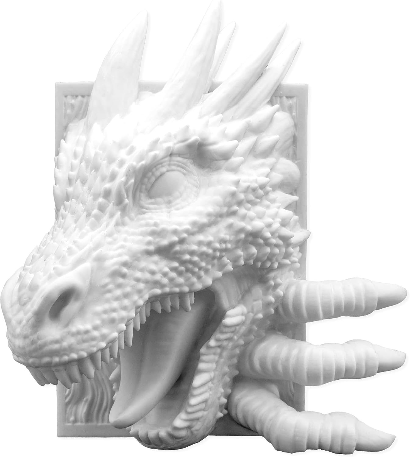 Dragon Bookend | Pops Off Your Shelf | Paintable Solid Build | Use Between Books or on a Bookshelf End or Book Nook | Fantasy Dragon Decor | Medieval Shelves Booknook Bookends (Unpainted Bone White)