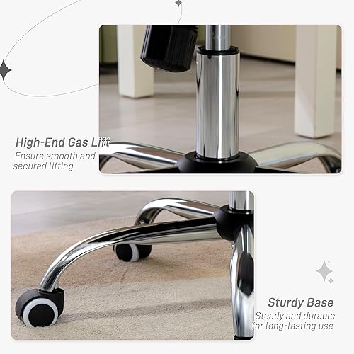 Miniatura 7 de Vinsetto Silla de oficina en casa, silla de terciopelo para computadora, silla de escritorio con botones copetudos con ruedas giratorias, altura