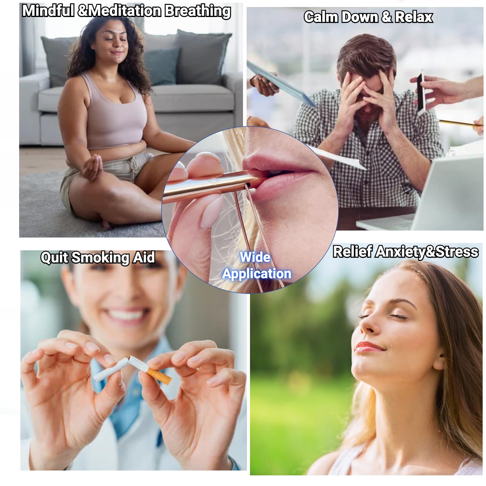 Zilynhom Collana per la respirazione, accessori per la meditazione per la consapevolezza, sollievo dall'ansia e dallo stress, calmarsi, spostare l'attenzione, rilassamento, aiuto per il sonno