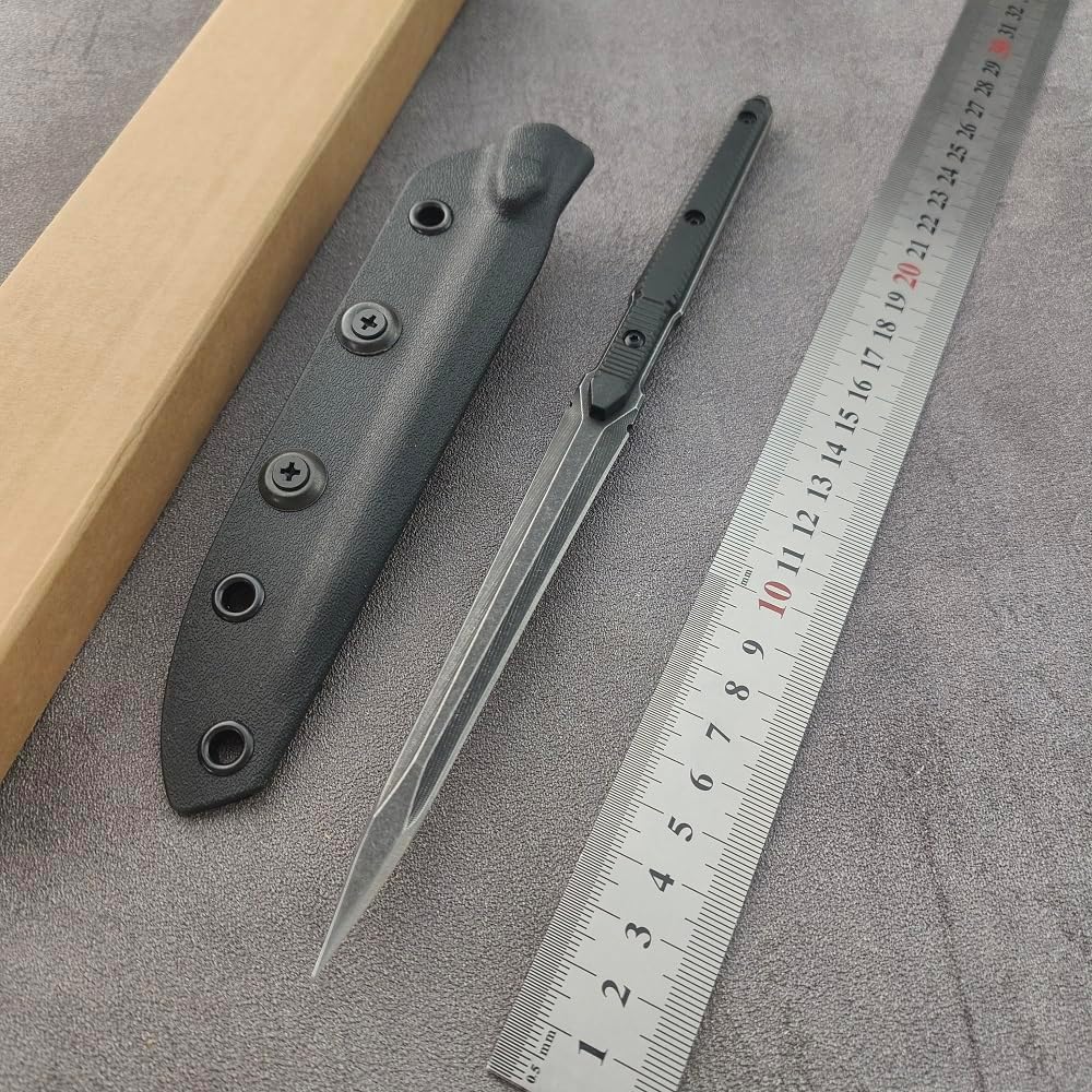 Outdoor Tactical Fixed Blade Knife With Kydex Sheath, 440C Stainless Steel Aerospace Aluminum Handle,Portable Straight Knife For Survival, Hiking, Camping