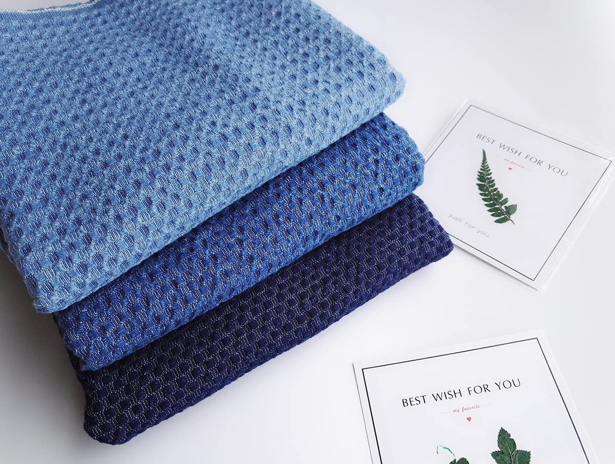 Tejido de algodón, Tela vaquera por metro, 145cm de ancho, algodón, Jacquard teñido anudado for coser, multicolor, sin bombas(Light Blue)