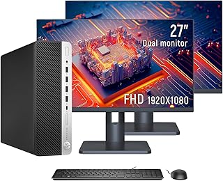 HP ProDesk 600 G4 Computer Desktop PC - Dual 27" Inch Monitor (HDMI), Intel Core i5 8500 6- Core Processor up to 4.10Ghz, 32GB RAM DDR4 2TB SSD Storage (Boot),USB 3.1, Windows 11 Pro 64 Bit (Renewed)