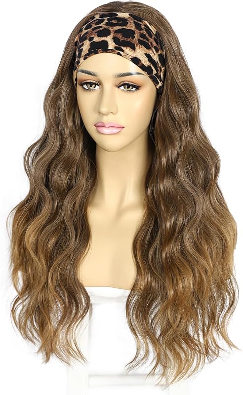 Sapphirewigs Ombre Barna Fejpántos Paróka - 66 cm Hullámos Műhaj, Ragasztómentes, 150% Sűrűség, Mindennapi Viseletre és Cosplayhez