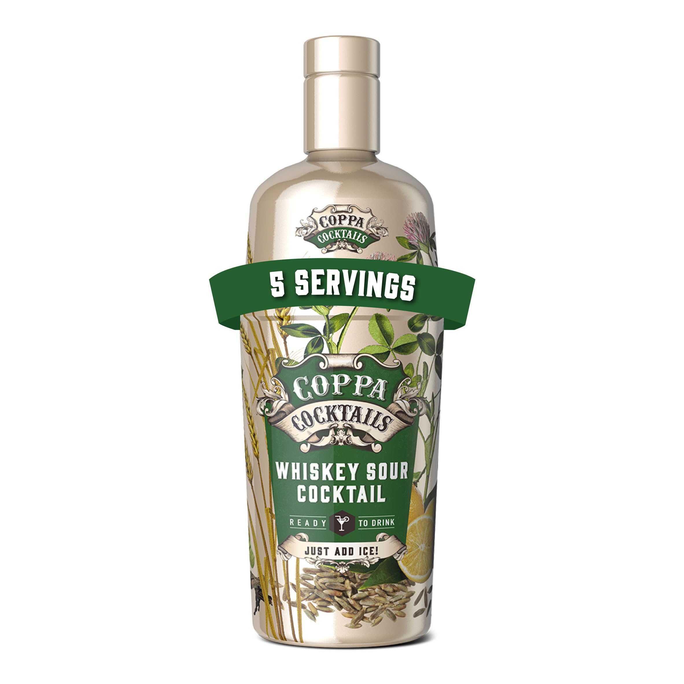 Coppa Cocktails Ready-to-Drink Whiskey Sour Cocktail| Easy Premium Pre-Mixed | Just Add Ice | 14.9% ABV | 70cl