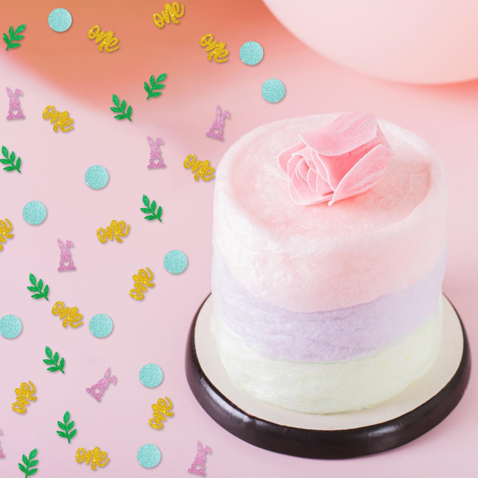 120 szt. zajączek wielkanocny One Confetti, Some Bunny Is One Confetti, różowy brokatowy królik króliczek baby shower stół rozproszony, motyw wielkanocny dekoracja na 1. urodziny