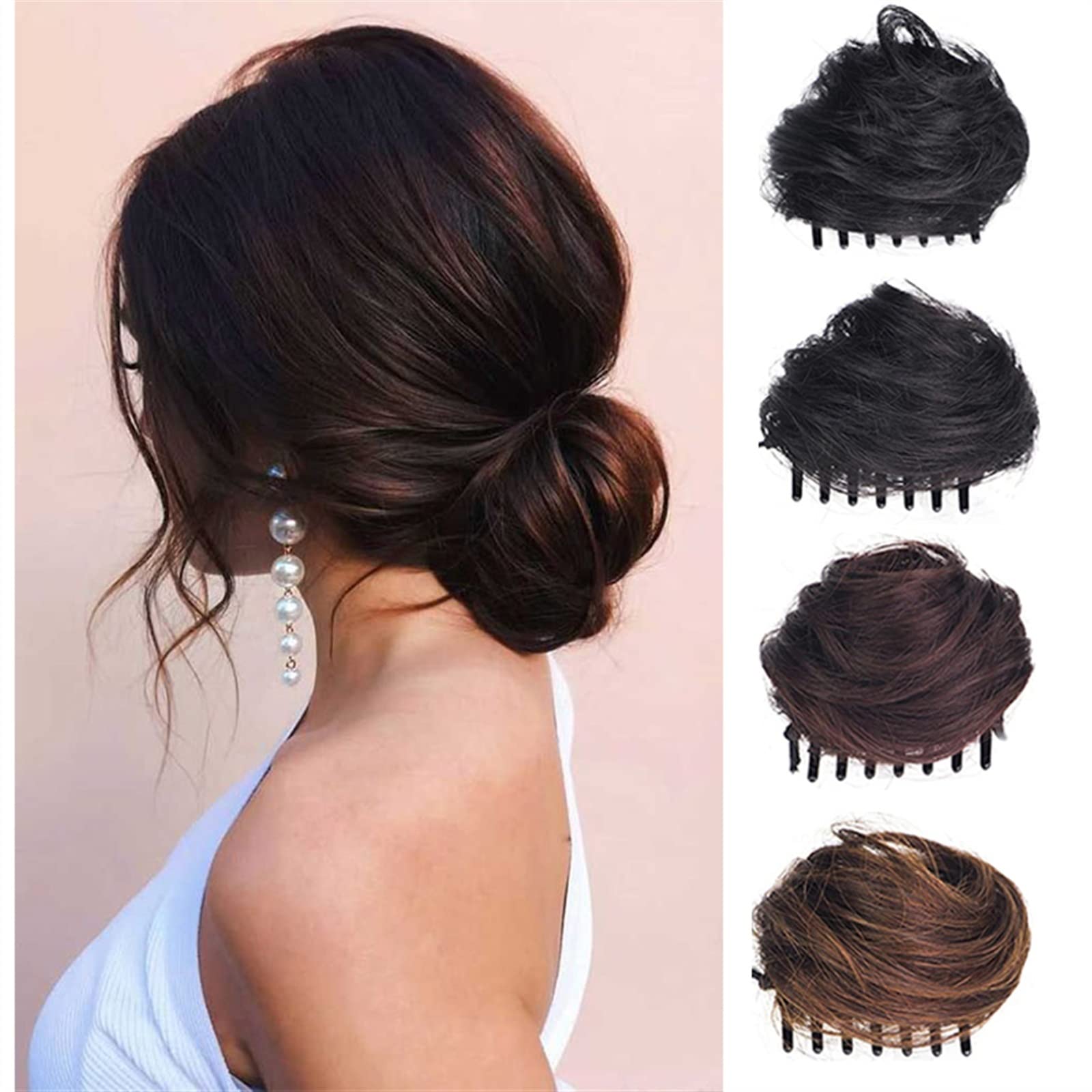 Kok do włosów Wpinana w kucyk treska Scrunchie dla kobiet włosy nieremy klips z pazurem roztrzepany kok treska kręcone Chignon doczepiane koki z włosów brazylijskie ludzkie włosy Kawałki koka do włosó