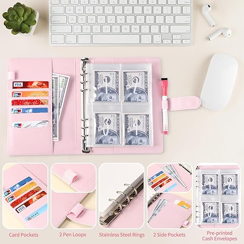 Vista 25 de ONEDONE Carpeta de desafíos de ahorro de dinero de 100 sobres A5 con sobres de efectivo y marcador borrable para ahorrar dinero en efectivo